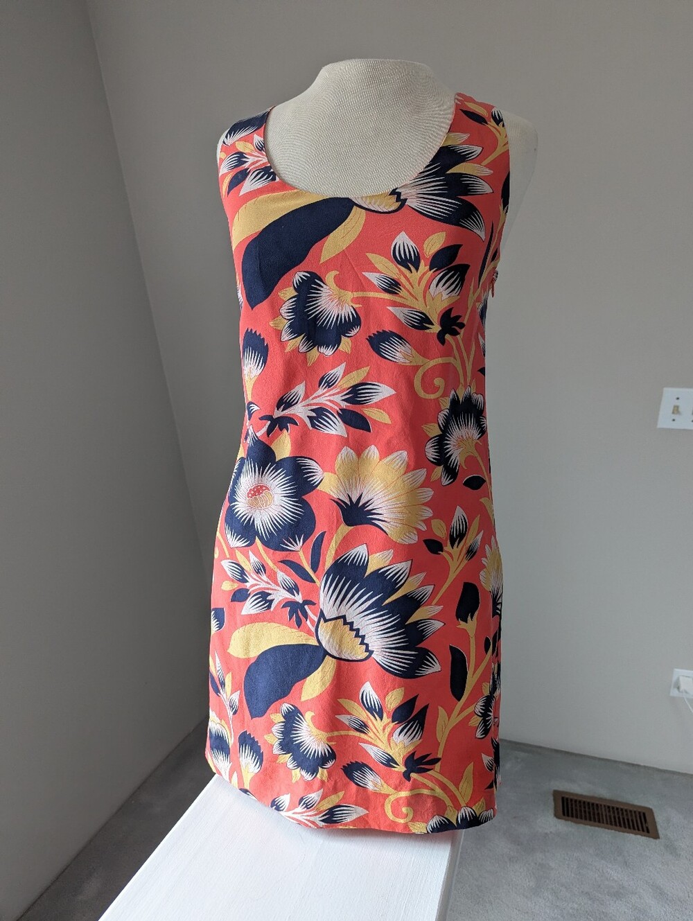 J . Crew Silk Twist Back Hibiscus Floral Print Tunic Dress